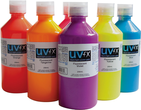 Tri-art Uvfx Uv Reactive Paint - Tri-art Uvfx Black Light Poster Paint - Black, 120 (600x502), Png Download