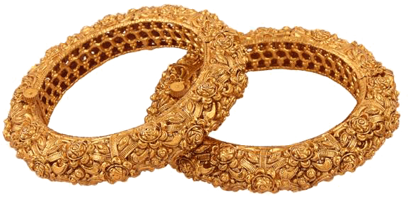 Gold Kadas - Gold Jewellery Bangles Png (584x368), Png Download