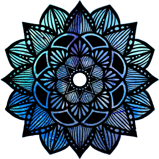 Mandalas Mandala Blue Azul Purple Morado Frio Negro - Alejo Igoa (532x531), Png Download