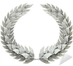 Round Silver Wreath Of Laurel Leaves Sticker • Pixers® - Winner Laurel Wreath (400x400), Png Download