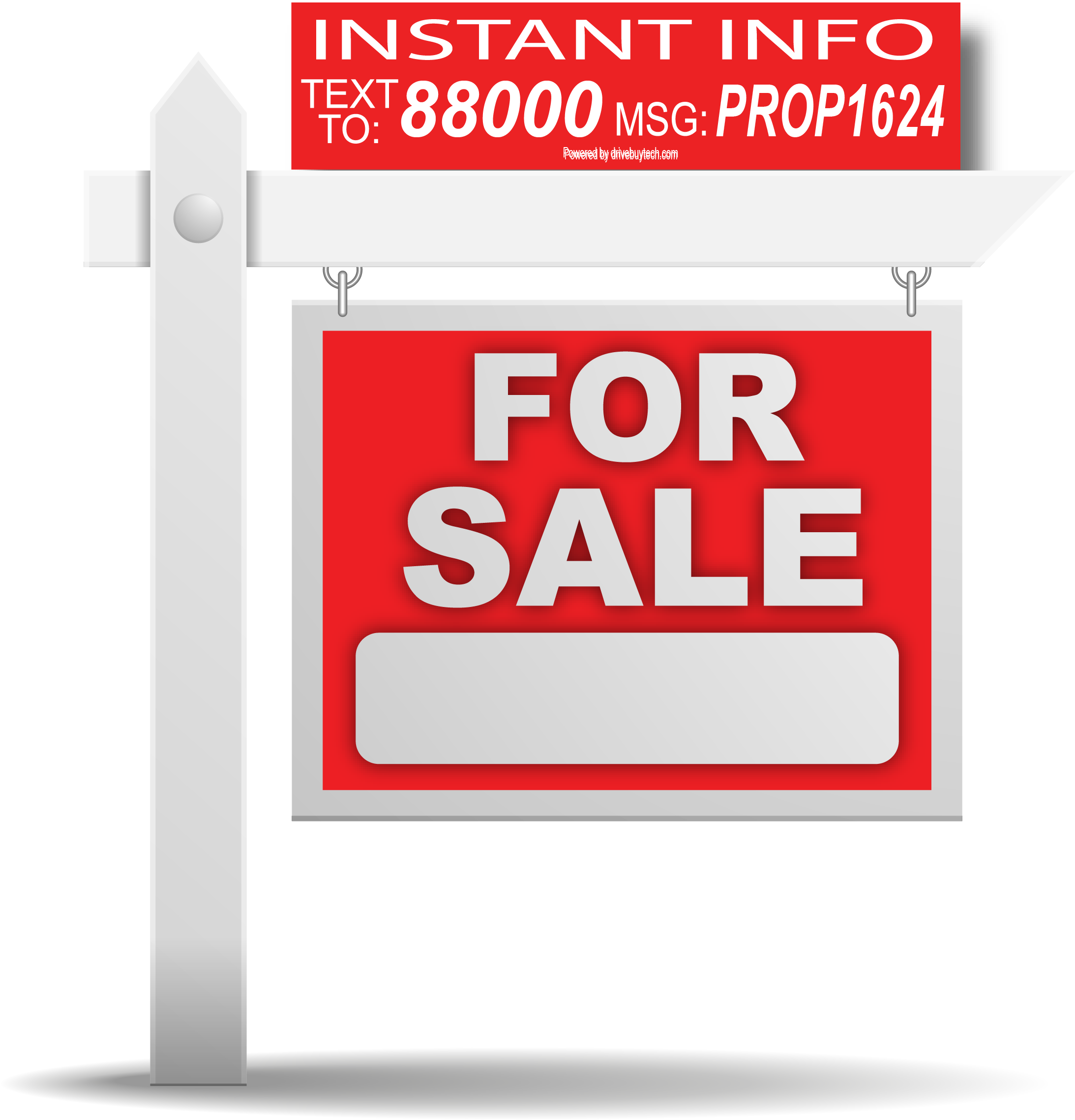 Real Estate For Sale Sign With Text Message Code Rider - Sale Signs (2186x2277), Png Download