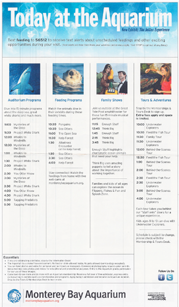 Monterey Bay Aquarium Offers Feedings Schedules Via - Monterey Bay Aquarium (481x600), Png Download