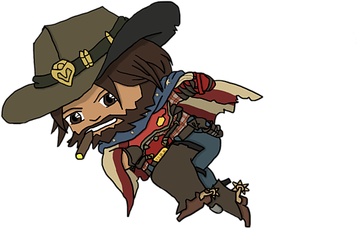 Bleed Area May Not Be Visible - Mccree Chibi (600x388), Png Download