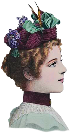 Late Victorian Fashion Sketch Of Women's Hat - Figurine (265x496), Png Download