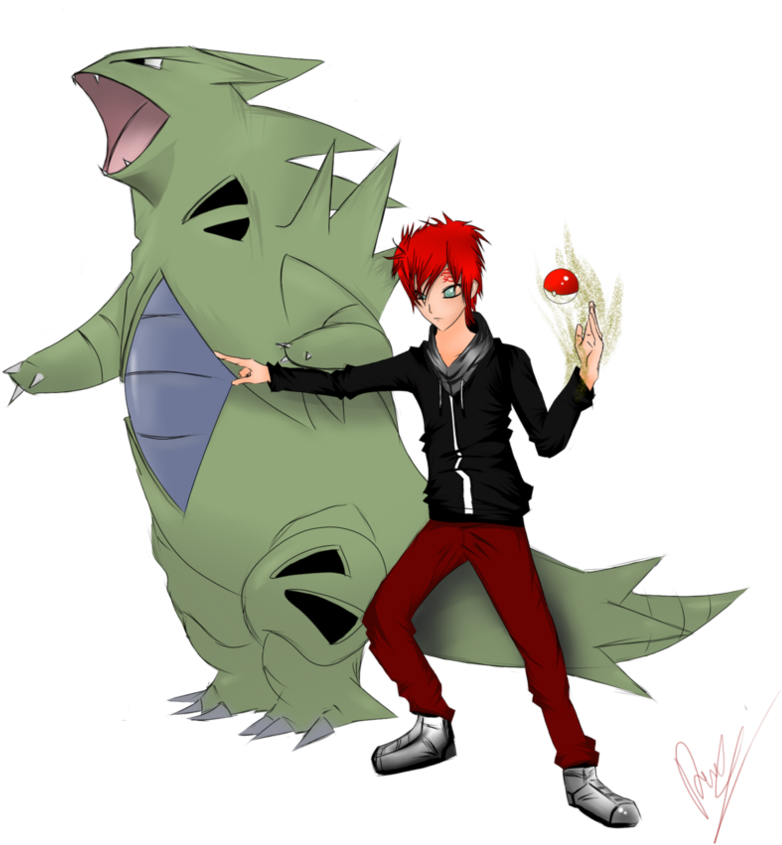 Gaara And Tyranitar Of The Sand By Steelring On Deviantart - Tyranitar Vs Gaara (894x894), Png Download