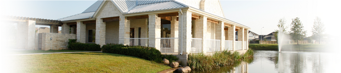 Homes Across The Lake With Fountain - Texas (1200x250), Png Download