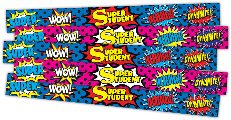 Tcr20664 Superhero Super Student Slap Bracelets Image - Superhero Super Student Slap Bracelets (900x900), Png Download