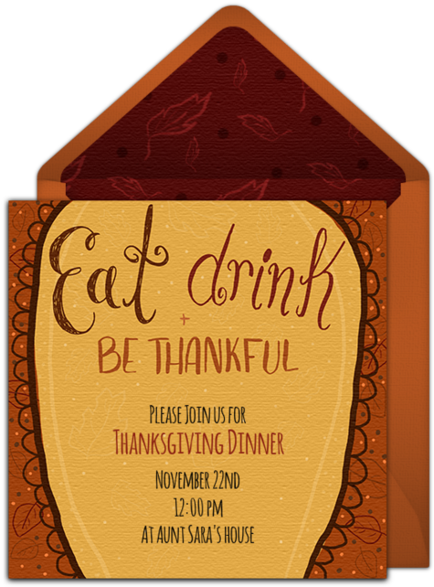 Eat Drink & Be Thankful Online Invitation - Email (650x650), Png Download