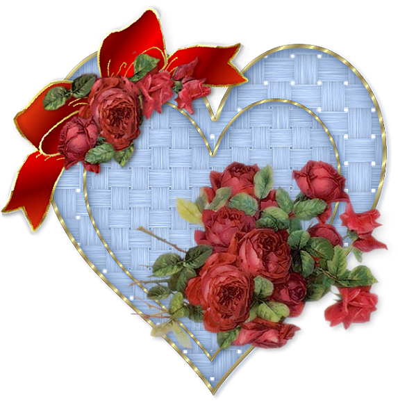 Corazones, Flores Vintage - Red And Blue Heart Flower (573x577), Png Download