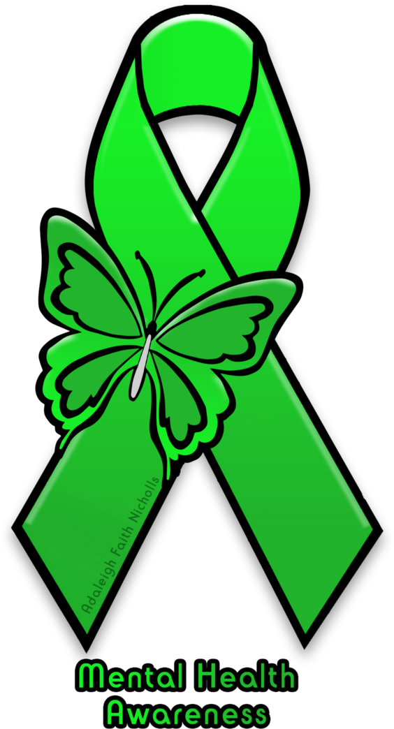 Mental Health Awareness Ribbon Png - Mental Health Ribbon (748x1069), Png Download