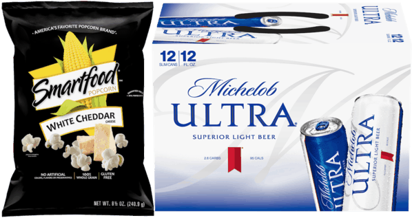 00 For Michelob Ultra® And Smartfood® Popcorn Combo - White Cheese Popcorn (600x328), Png Download
