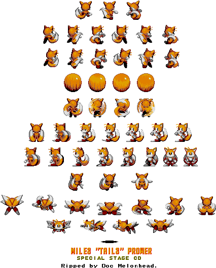 Tails - Sonic Cd Tails Sprites (456x544), Png Download