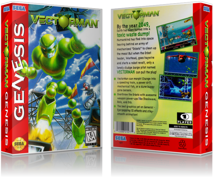 Sega Genesis Vector Man Sega Megadrive Replacement - Vectorman Sega Genesis Gen (800x650), Png Download