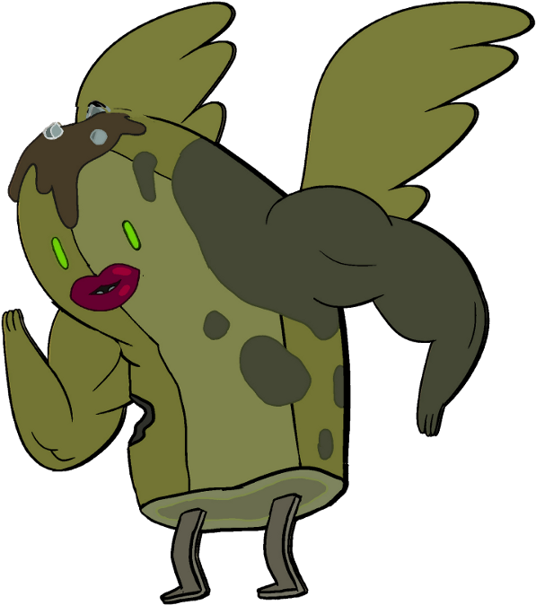 Zombie Banana Guard With Wings, Lips, And Muscles (606x677), Png Download