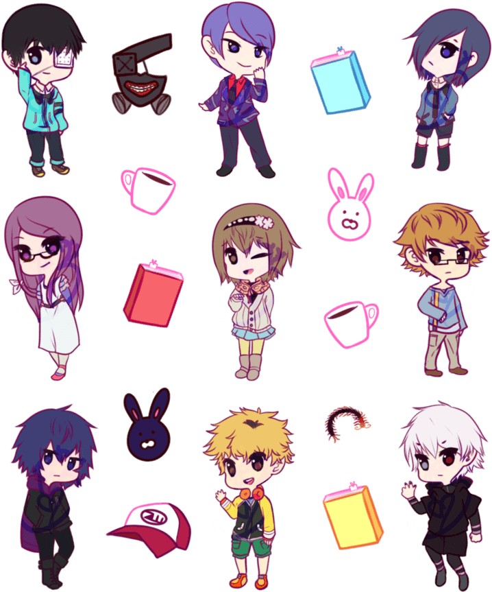 Tokyo Ghoul Chibi Stickers (840x951), Png Download