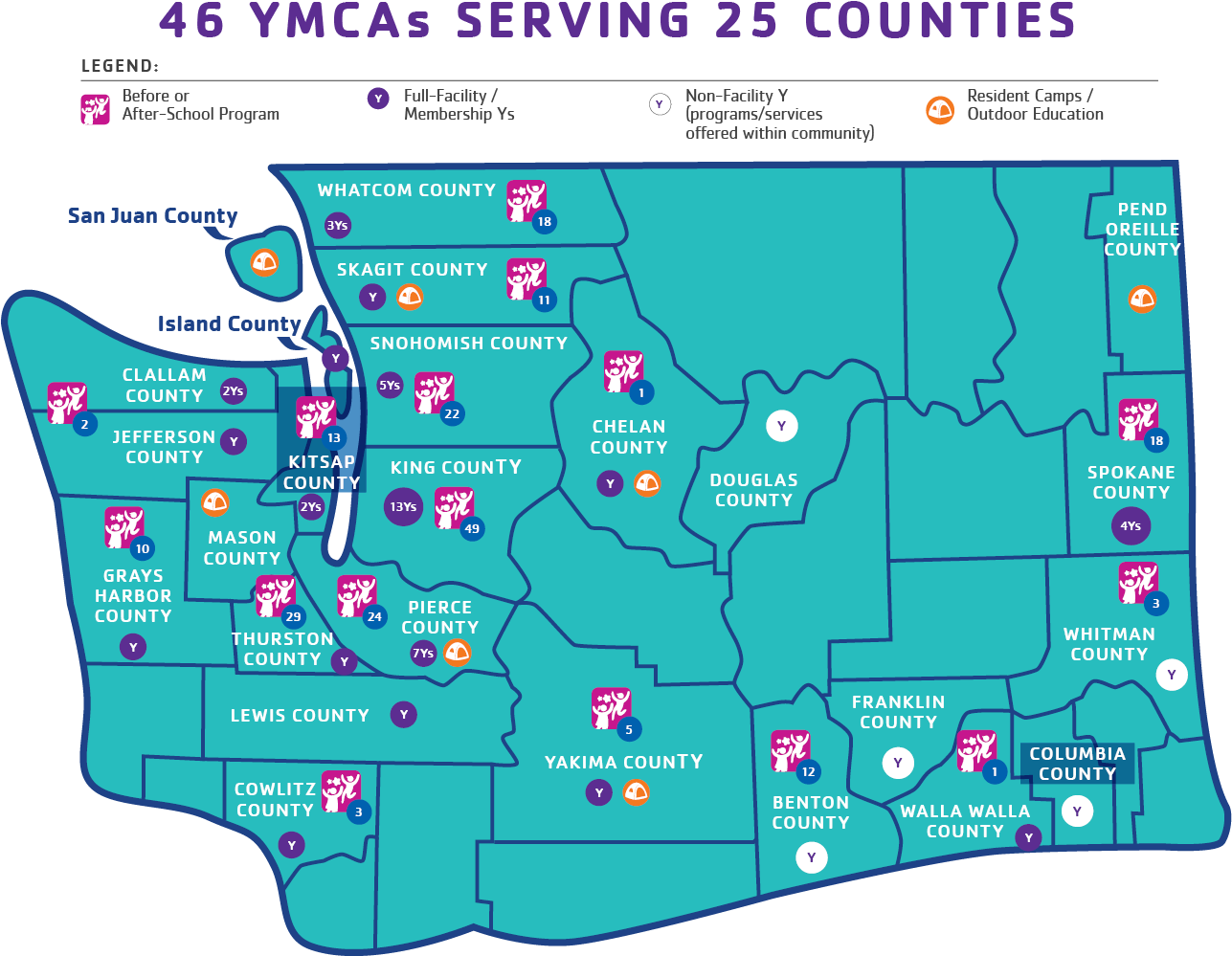 Washington State Alliance Of Ymcas Ceos - Washington (1333x1048), Png Download