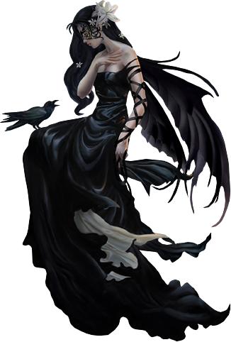 Go-28 - Dark Fairy On Moon (326x482), Png Download