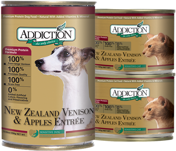 Free Addiction Canned Food - Addiction Grain Free Venison/apple Can Dog Food (800x800), Png Download