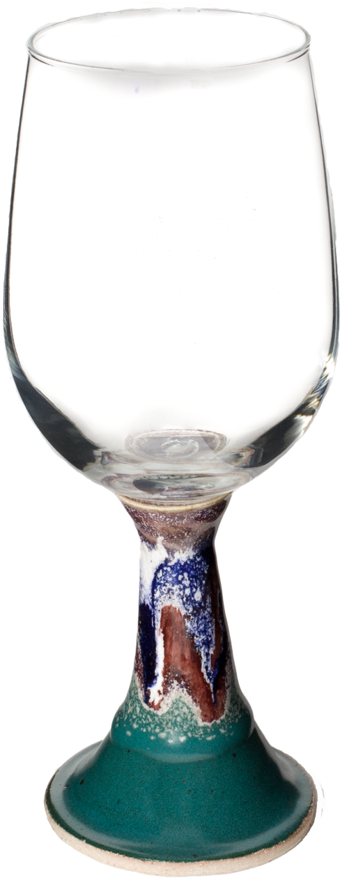 Handmade Glass Top Wtih Pottery Base Wine Goblet - Champagne Stemware (1920x1280), Png Download