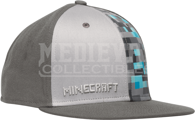 Minecraft Diamond Crafting Snapback Hat - Minecraft Diamond Crafting Premium Snap Back Hat Gray (761x761), Png Download