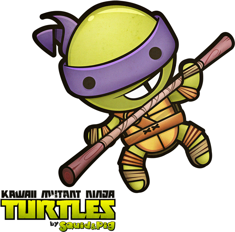Donatello Kawaii Mutant Ninja Turtles By Squidpig - Kawaii Mutant Ninja Turtles Canvas Print - Small (800x800), Png Download