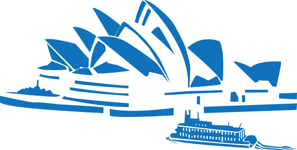 Sydney Opera House Blue Silhouette Clip Art At Clker - Sydney Clipart (600x304), Png Download
