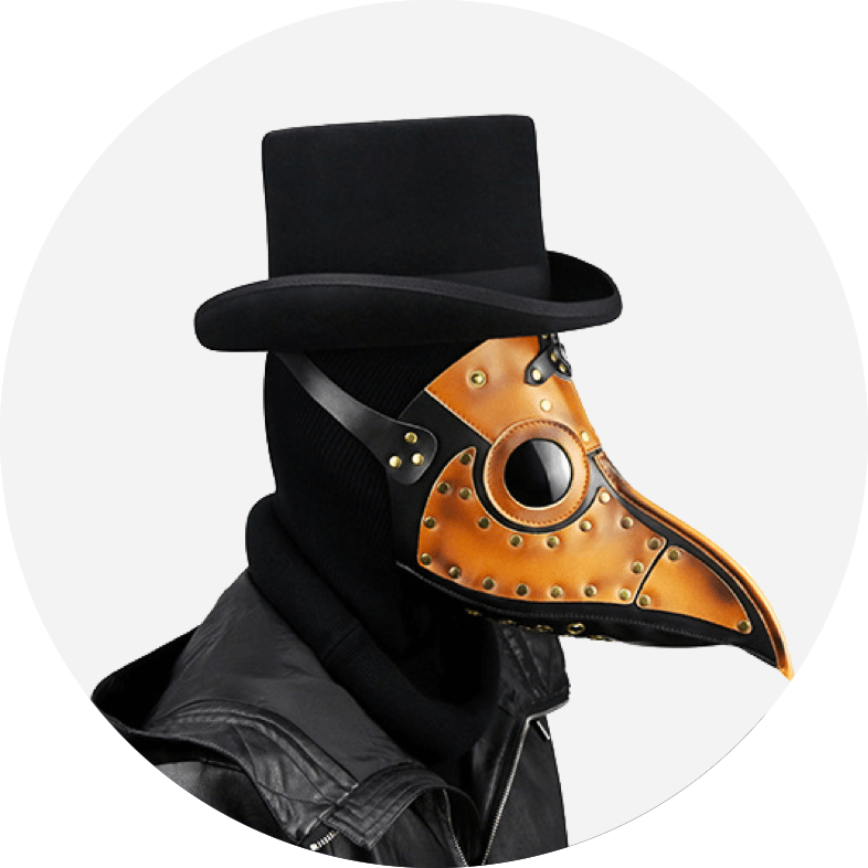 Plague Doctor Faux Leather Mask - Unisex Steam Punk Plague Bird Doctor Nose Cosplay Fancy (786x786), Png Download