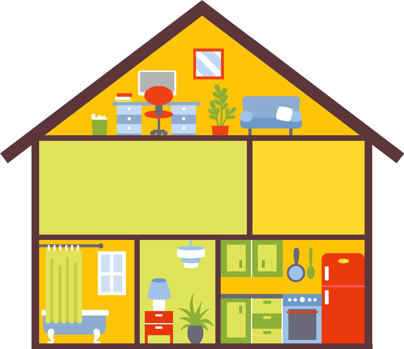 Hand Drawn Cartoon House Elements - Ahorrar Electricidad En Casa (1772x1378), Png Download