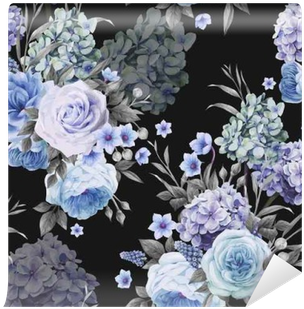 Seamless Floral Pattern With Roses, Watercolor - Vector Graphics (400x400), Png Download