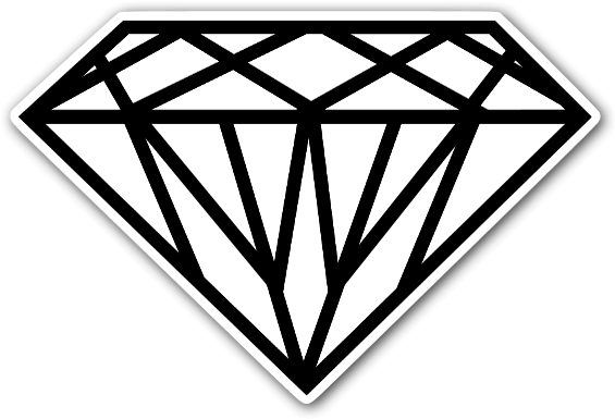 Black Diamond Drawing At Getdrawings - Diamond Tattoo Black And White (600x415), Png Download
