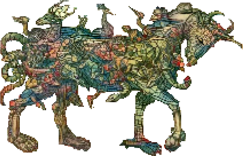 Stain Glass Menagerie Chimera Big - Cartoon (856x552), Png Download