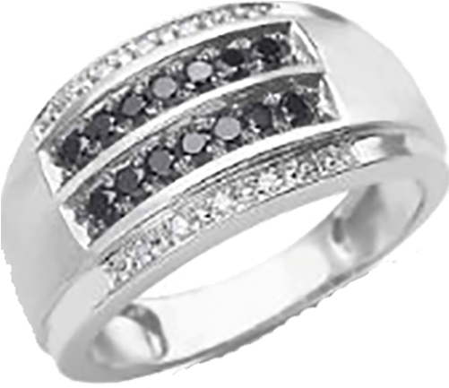 Mens 1 2ct Black And White Diamond Wedding - Men's 1/2ct Black And White Diamond Wedding Band In (500x500), Png Download
