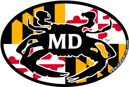 Maryland Bumper Sticker - Maryland Flag Crab Logo (450x310), Png Download