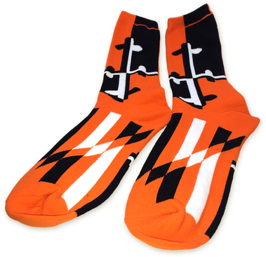 Maryland Flag Orange Color Pattern Crew Socks Made - Sock (498x373), Png Download