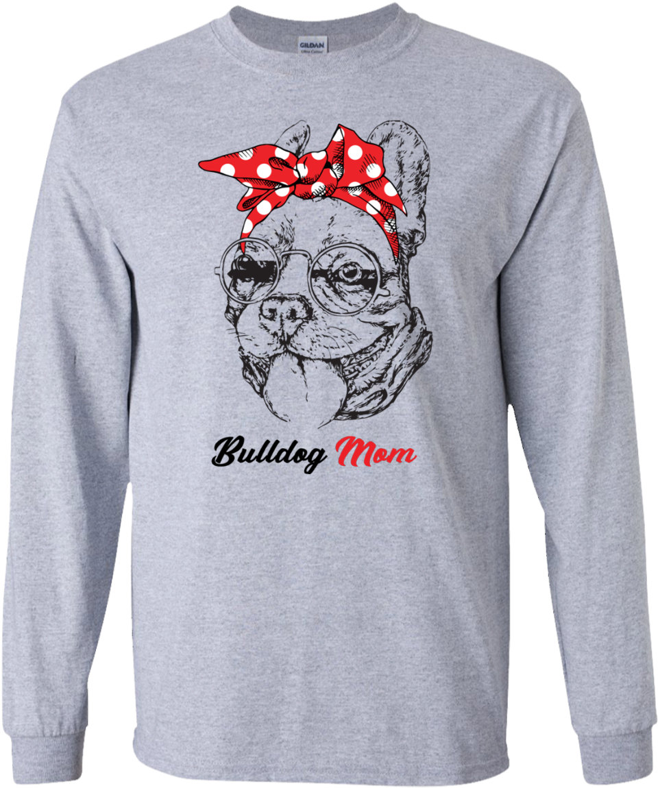 Bulldog Mom Red Bandana Shirt, Hoodie - Bulldog With Red Bandana T Shirt (1155x1155), Png Download