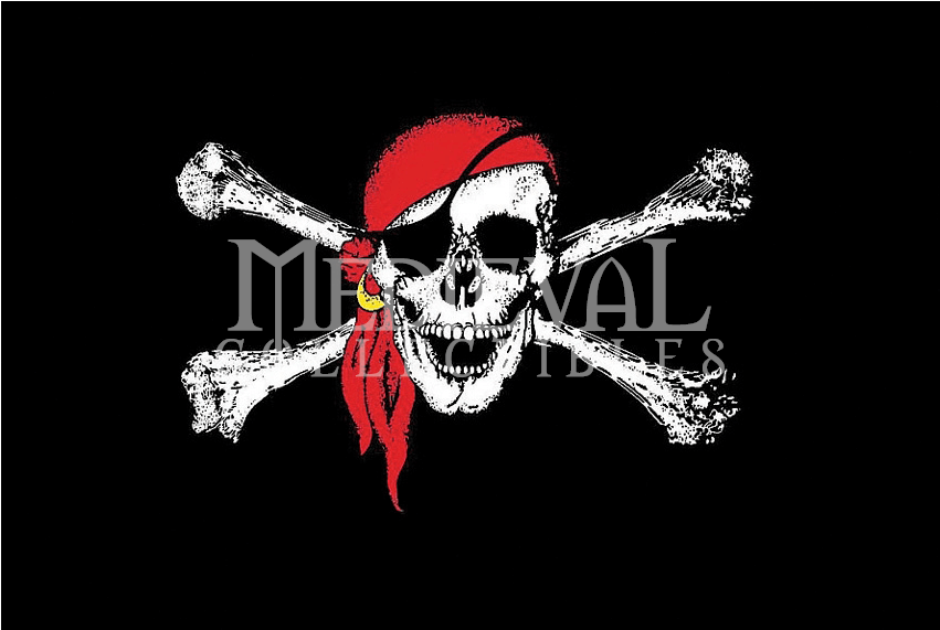 Red Bandana Jolly Roger - Pirate Flag (850x850), Png Download