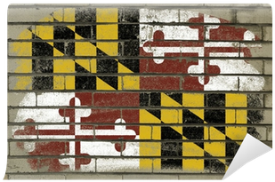 Grunge Flag Of Us State Of Maryland On Brick Wall Painted - Maryland ...