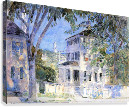 Street In Portsmouth By Hassam Canvas Print - Childe Hassam (428x354), Png Download