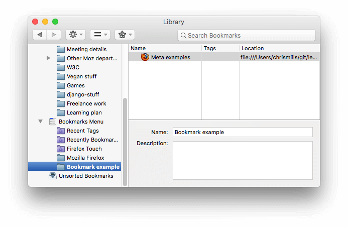 The Firefox Bookmarks Panel, Showing A Bookmarked Example - Bookmark (693x452), Png Download