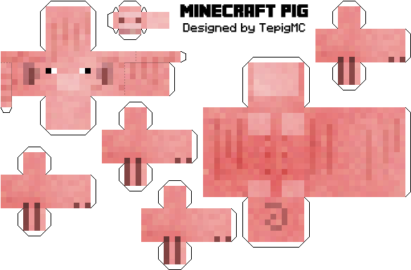 Minecraft Papercraft Pig (792x612), Png Download