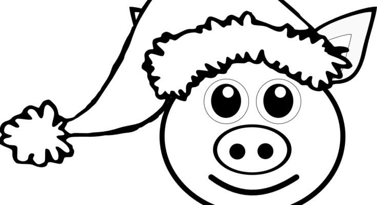 Animal Coloring Coloring Page Farm Animal Pig Coloring - Penguin Santa Yard Sign (735x400), Png Download