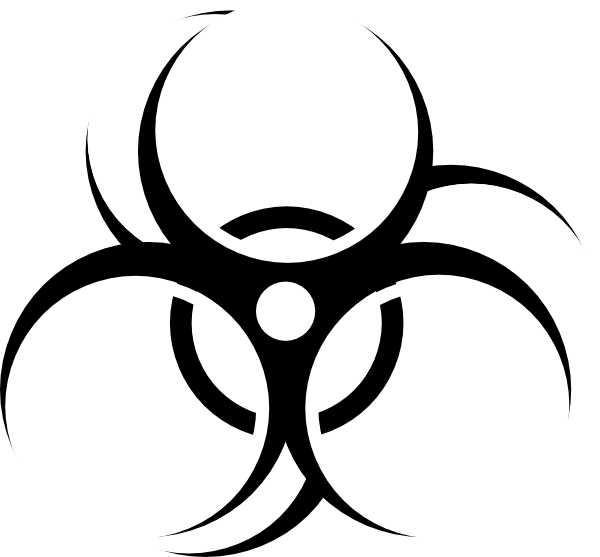 Biohazard Laser Tag Clip Art - Biohazard Sign Black And White (600x557), Png Download