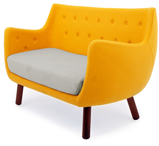 Yellow Sofa Png File - Kardiel Parlor Mid-century Modern Sofa, Sunrise/heather, (1280x665), Png Download