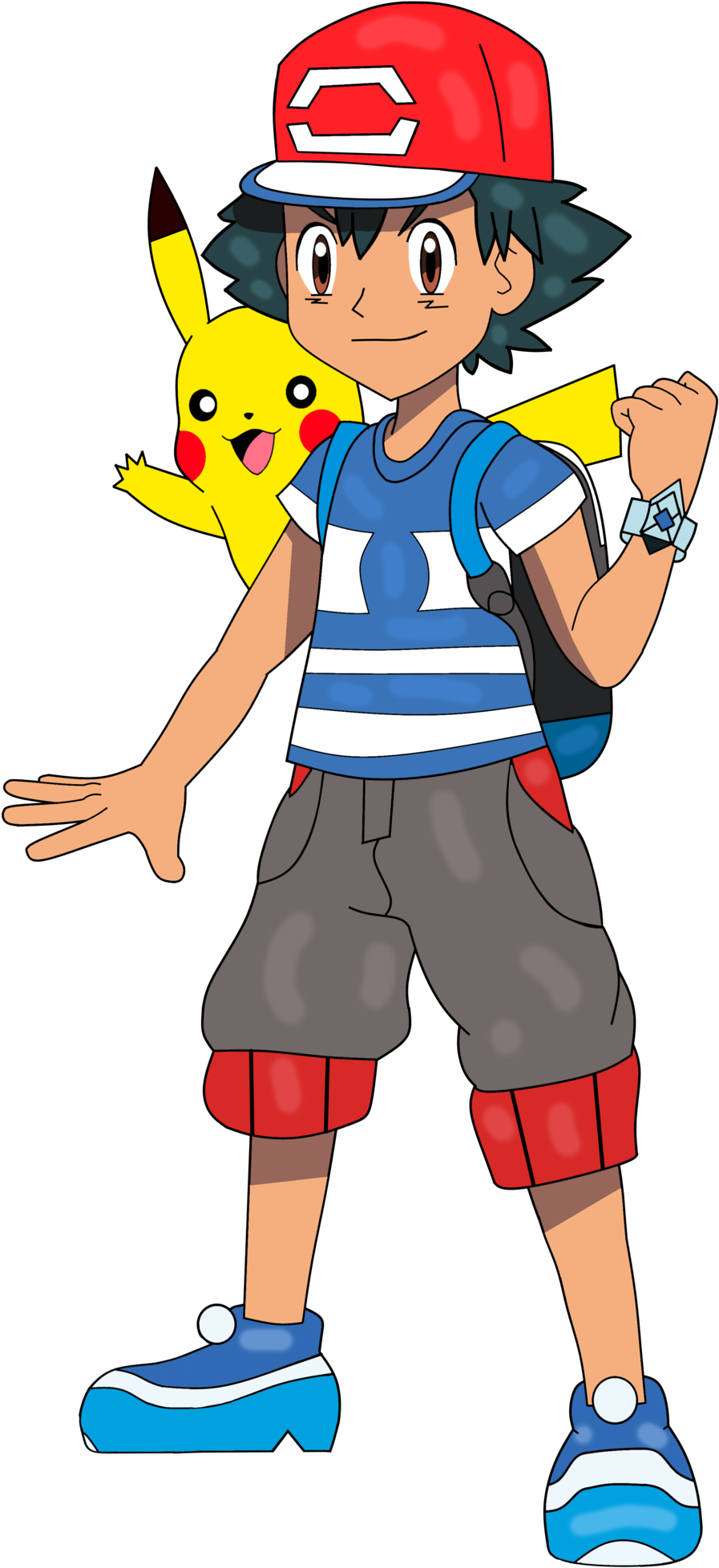 Ash Ketchum And Pikachu By - Ash Ketchum (1024x2072), Png Download