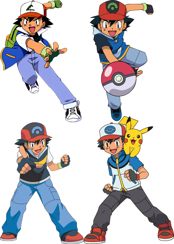 Ygrrbjh - Ash Ketchum All Costumes (555x778), Png Download