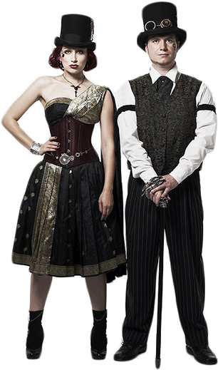 A Modern Day "nerf" Gun Repurposed Into A Neo Victorian - Steampunk Male And Female (340x534), Png Download
