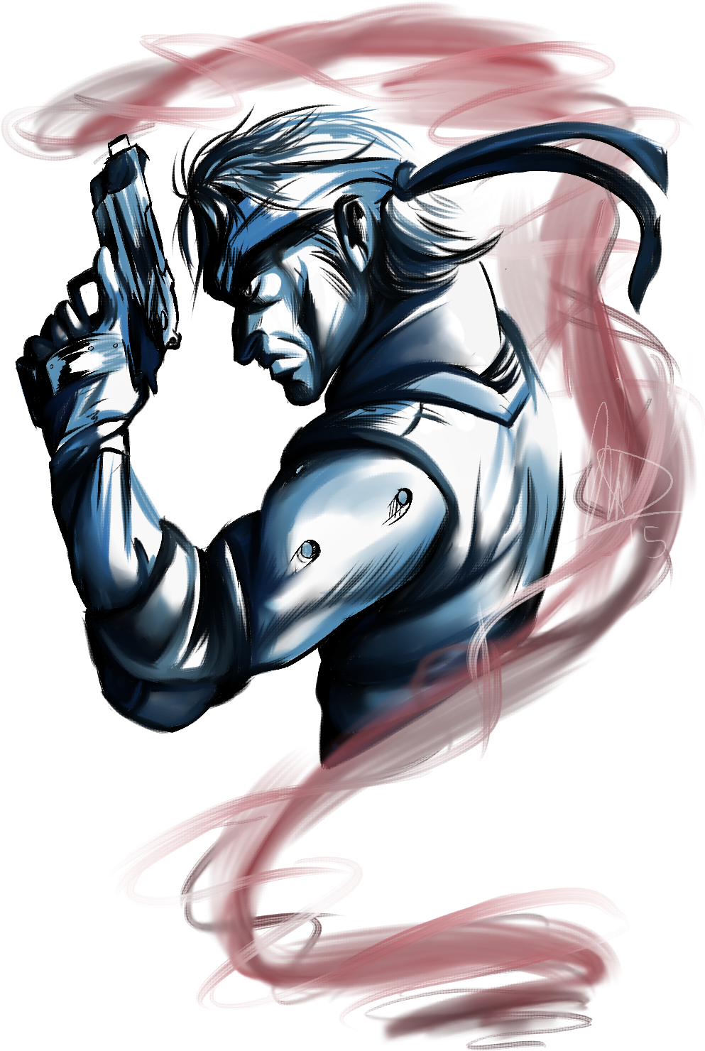 Painting Of Solid Snake - Newgrounds (1050x1500), Png Download