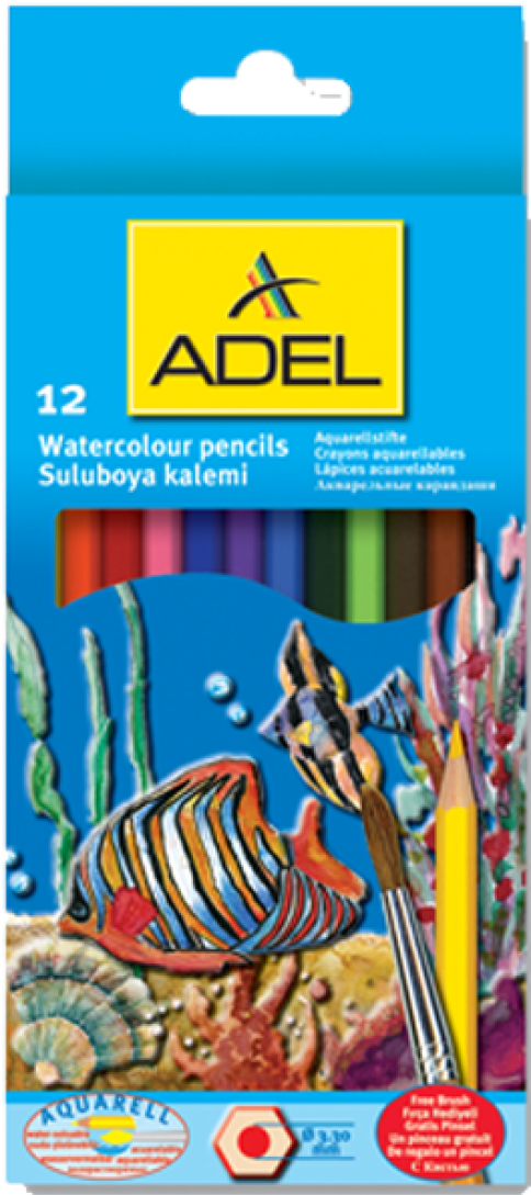 Griphy 07-1100x1100 - Adel 12 Watercolour Pencils With Free Brush (1100x1100), Png Download