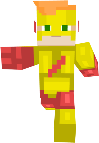 Kid Flash Minecraft Skin Picture Black And White Library - Kid Flash Minecraft Skin (640x640), Png Download