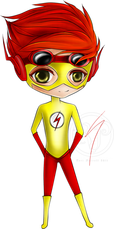 Chibi Kid Flash - Flash Dibujo Chibi (375x750), Png Download